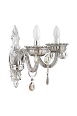 Saray Silver 2 Cast Smoked Glass Arm Sconce - Swordslife