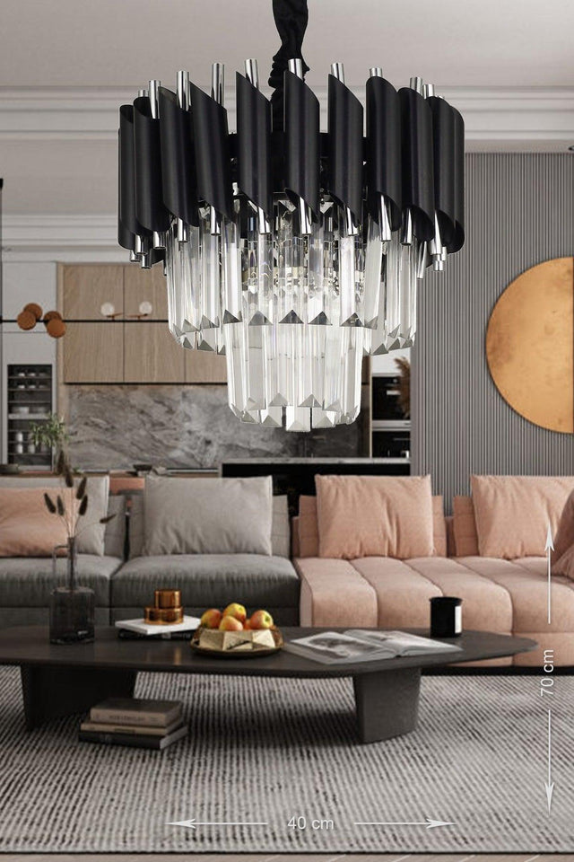 Palmira 30 Luxury Chandelier with Crystal Stone - (black-chrome) - Swordslife