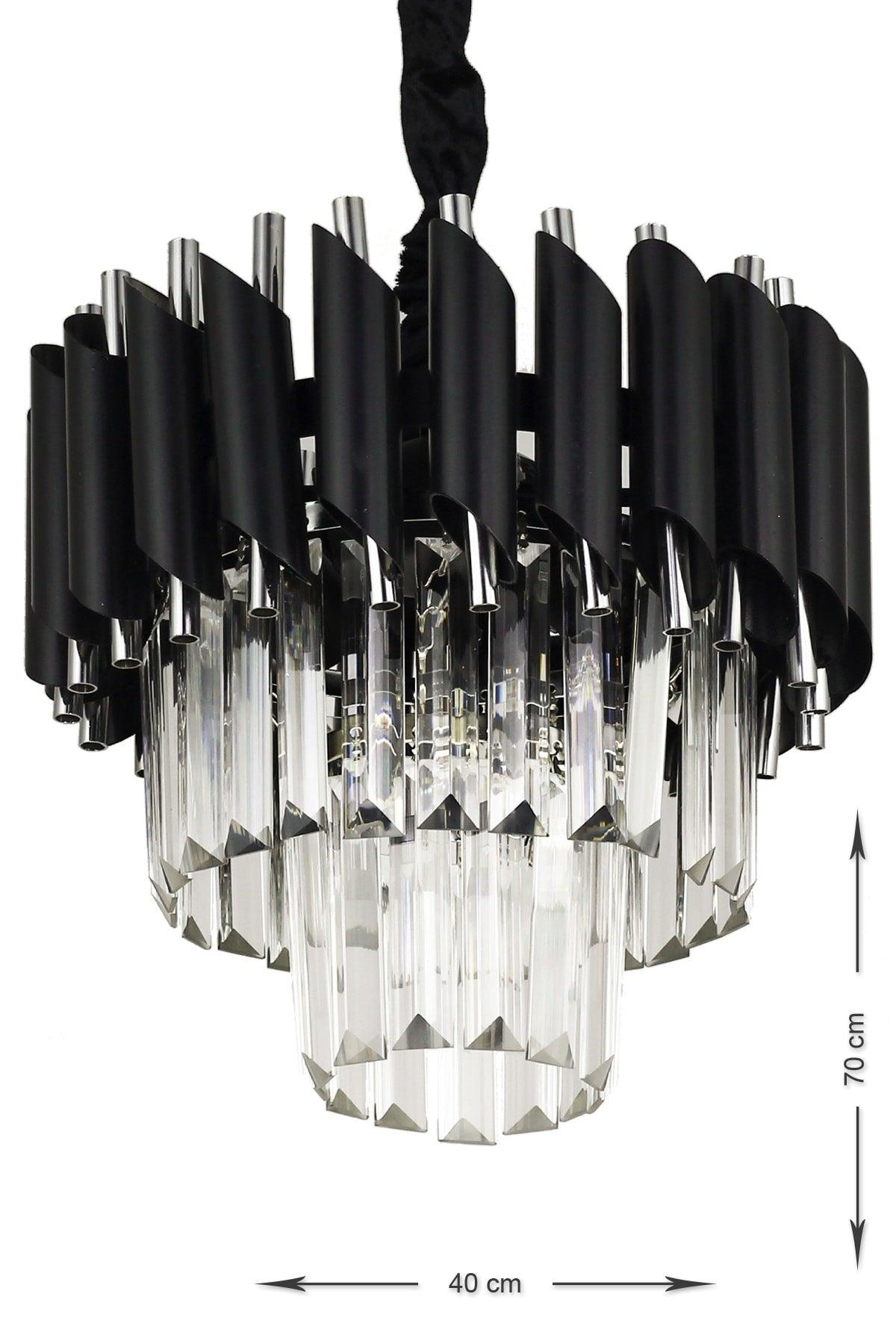 Palmira 30 Luxury Chandelier with Crystal Stone - (black-chrome) - Swordslife