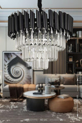 Palmira 40" Luxury Chandelier with Crystal Stone - (black-chrome) - Swordslife