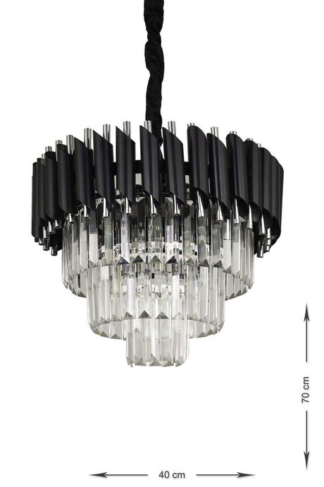 Palmira 40" Luxury Chandelier with Crystal Stone - (black-chrome) - Swordslife