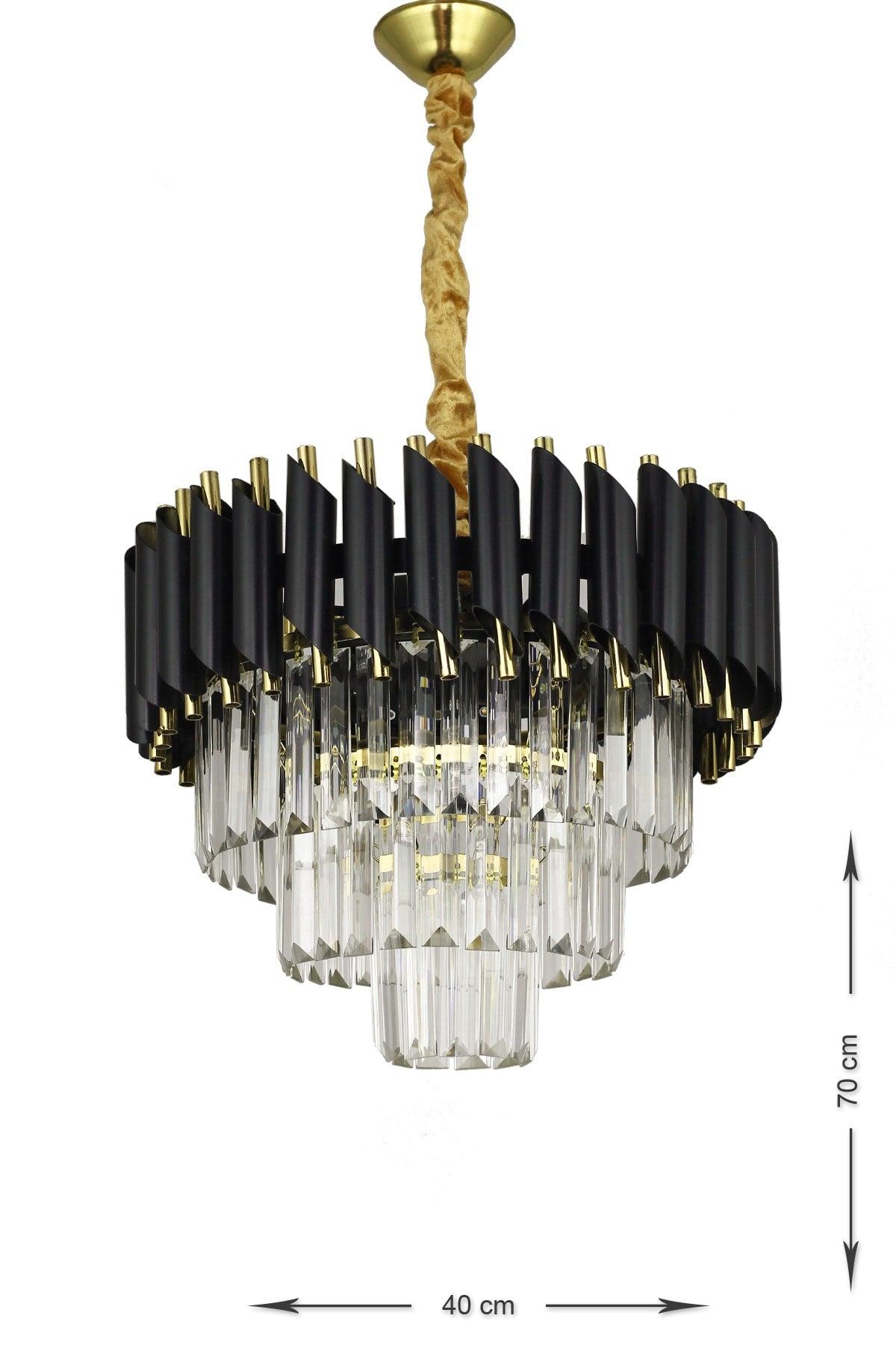 Palmira 40' Crystal Stone Luxury Chandelier - (black-gold) - Swordslife