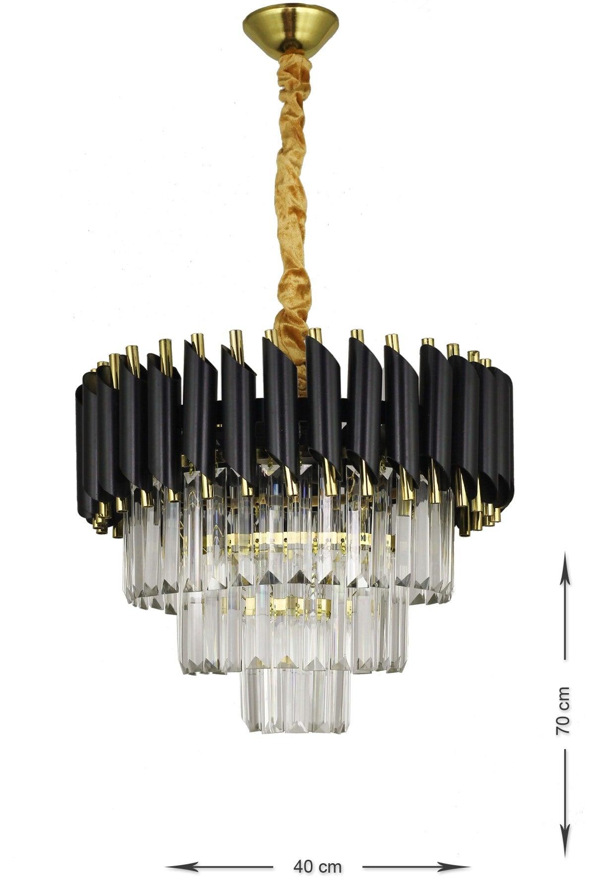 Palmira 40' Crystal Stone Luxury Chandelier - (black-gold) - Swordslife