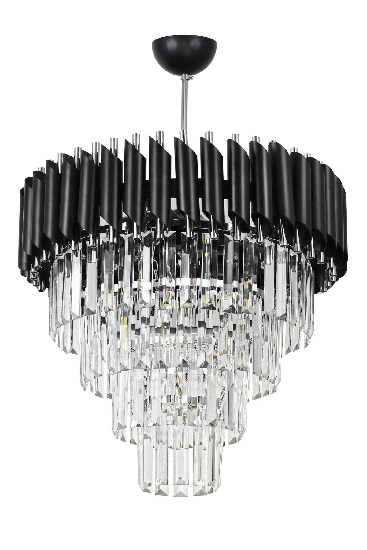 Palmira 45 Luxury Chandelier with Crystal Stone - (black-chrome) - Swordslife