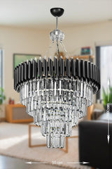 Palmira 55 Cm Crystal Stone Luxury Chandelier 5 Piece - (black-chrome) - Swordslife