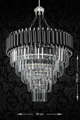 Palmira 55 Cm Crystal Stone Luxury Chandelier 5 Piece - (black-chrome) - Swordslife