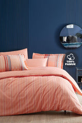 Pamena Ranforce Single Duvet Cover Set - Salmon - Swordslife