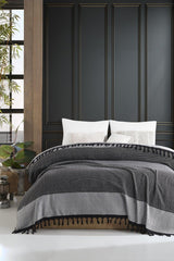 Cotton Double Pique And Bedspread - Melsa Anthracite - Swordslife