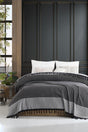 Cotton Double Pique And Bedspread - Melsa Anthracite - Swordslife