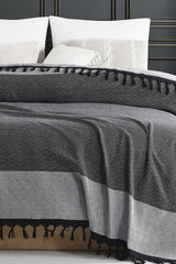 Cotton Double Pique And Bedspread - Melsa Anthracite - Swordslife