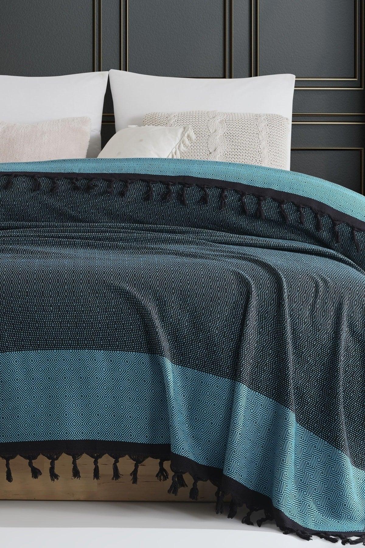 Cotton Double Pique And Bedspread - Melsa Blue - Swordslife