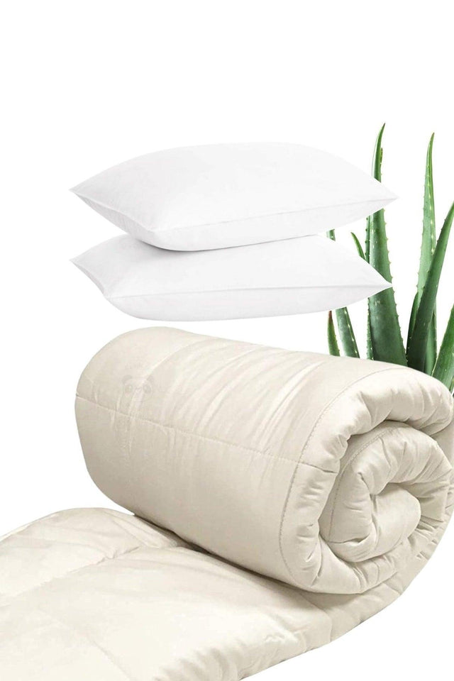 Cotton Quilt Double Aloe Vera Fabric And 2 Pillows - Swordslife