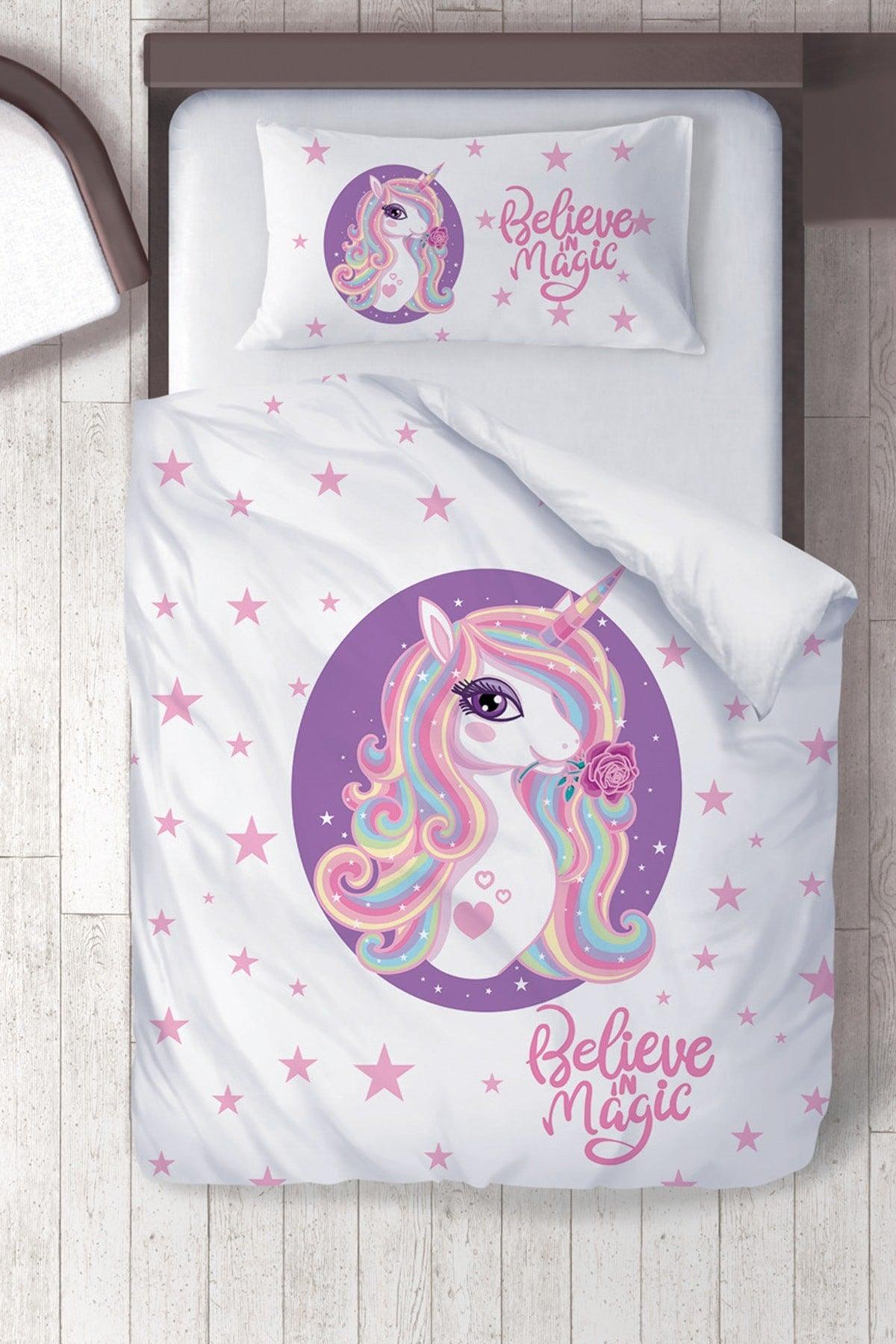 Cotton Micro Satin White Unicorn Baby Room Baby Bedding Set - Swordslife