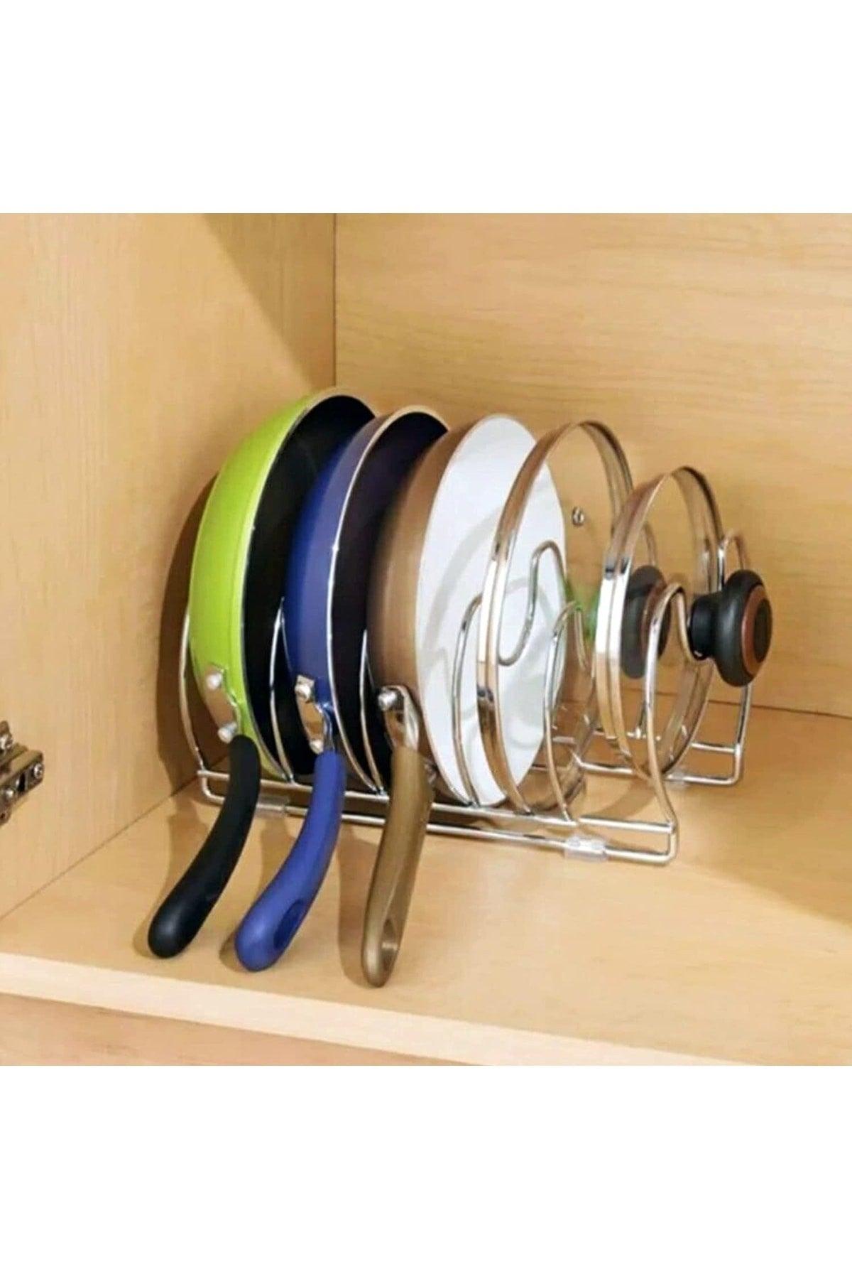 Pan And Pot Lid Organizer Kitchen Cabinet And Drawer Organizer 5 Section Metal - Swordslife