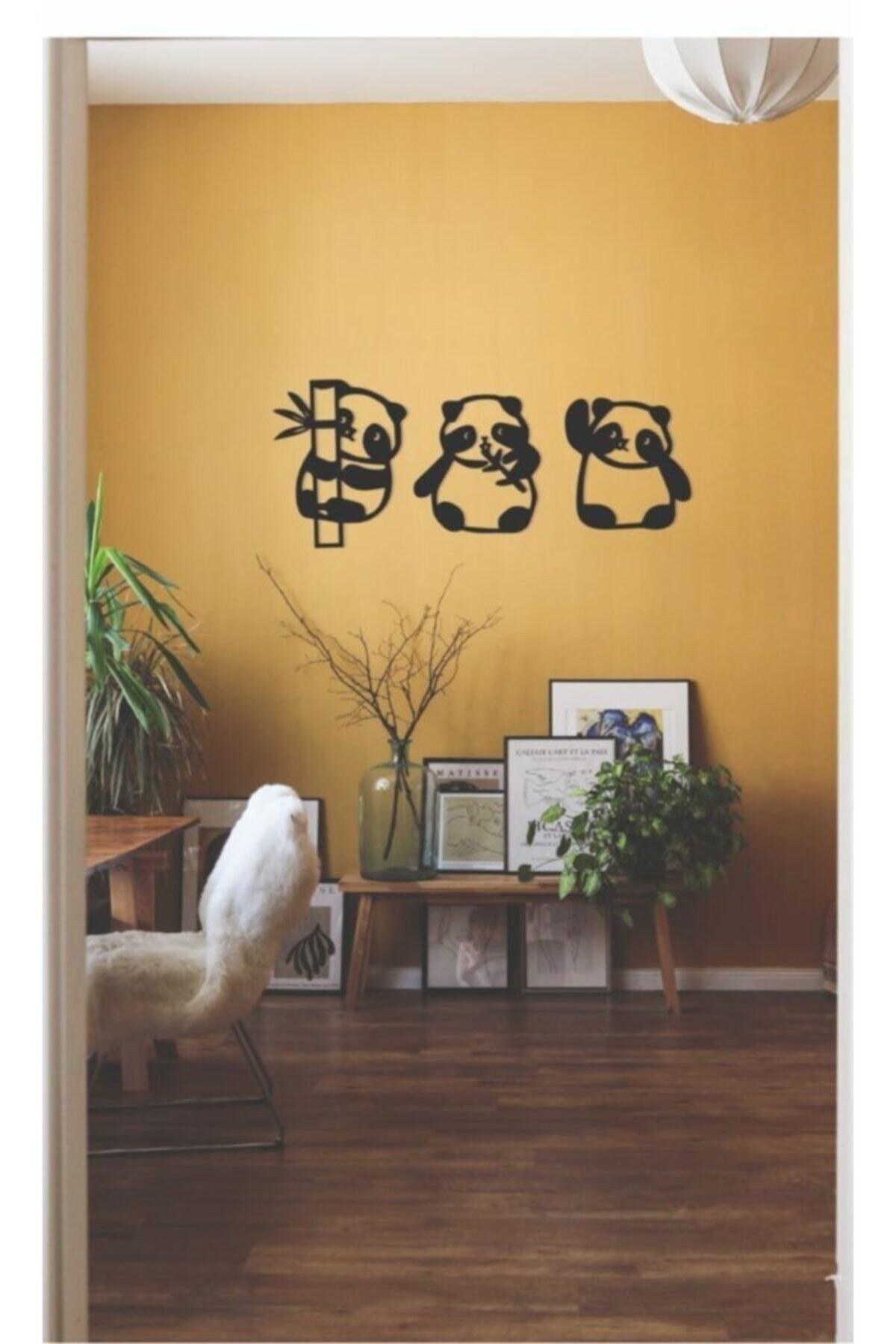 Panda 3 Wall Decor Black Wood - Swordslife