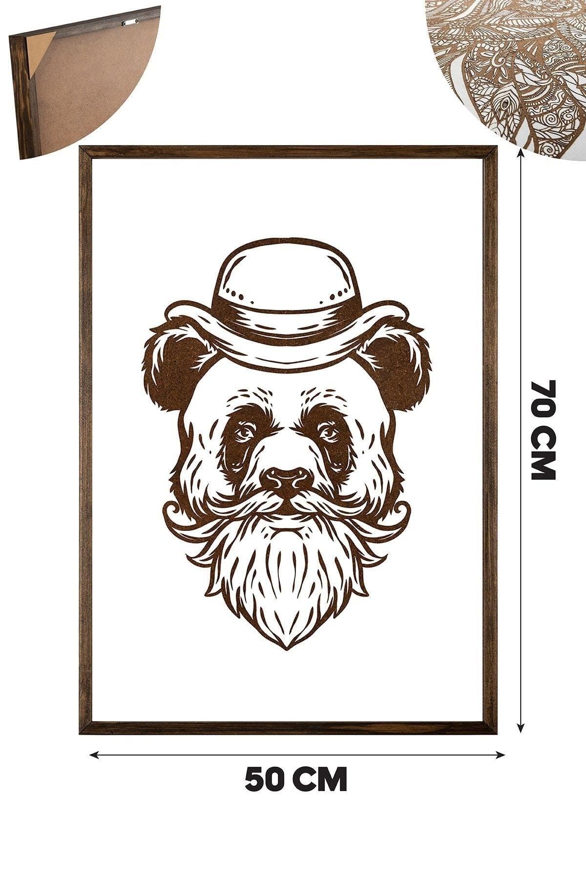 Panda2 Decorative Framed Wood Scraping , Home Office Wall Board - Swordslife