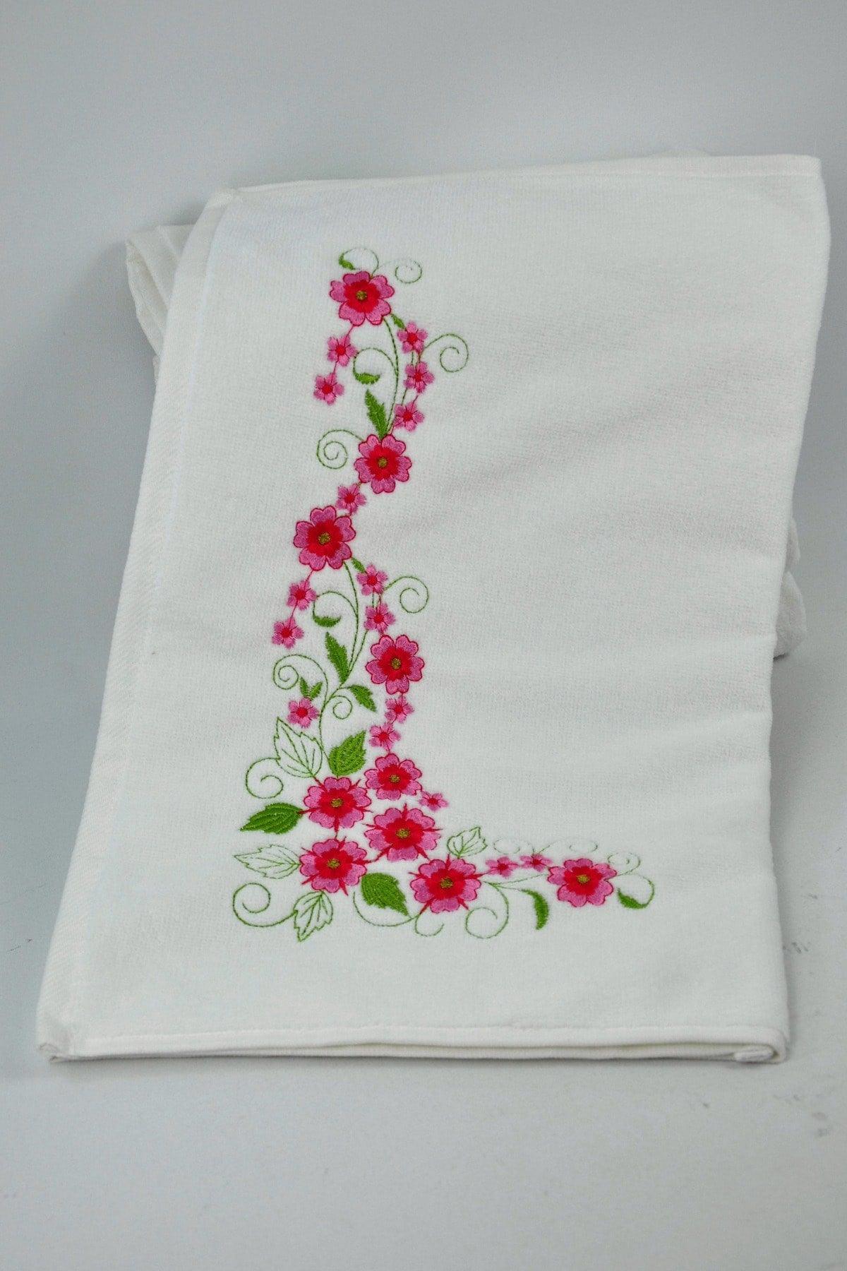 Hercai 6 Pcs Multicolored Velvet Embroidered Dowry/gift 50x90 Hand/Face Towel Cotton - Swordslife