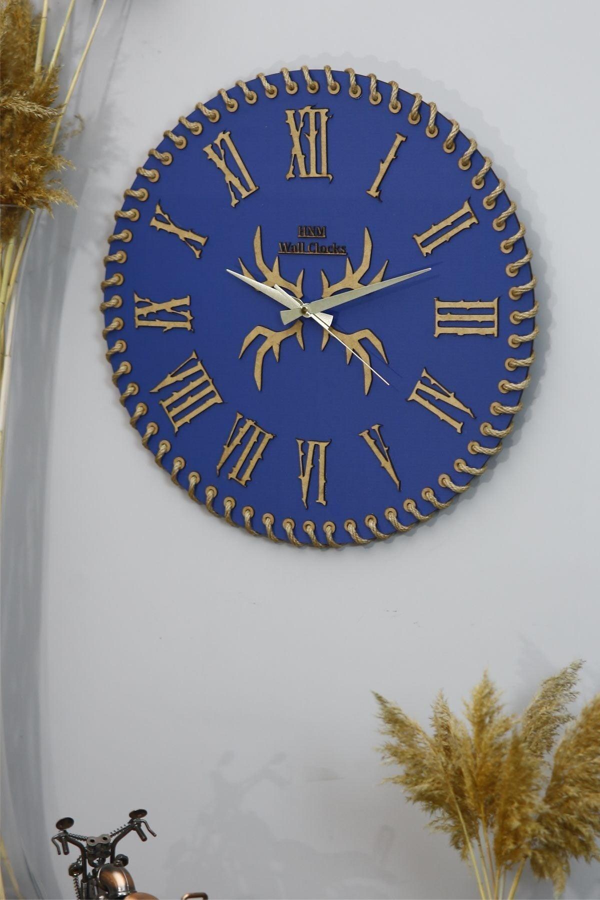 Parliament Blue Wooden Wire Mesh Wall Clock 50 Cm/innovator Series - Swordslife