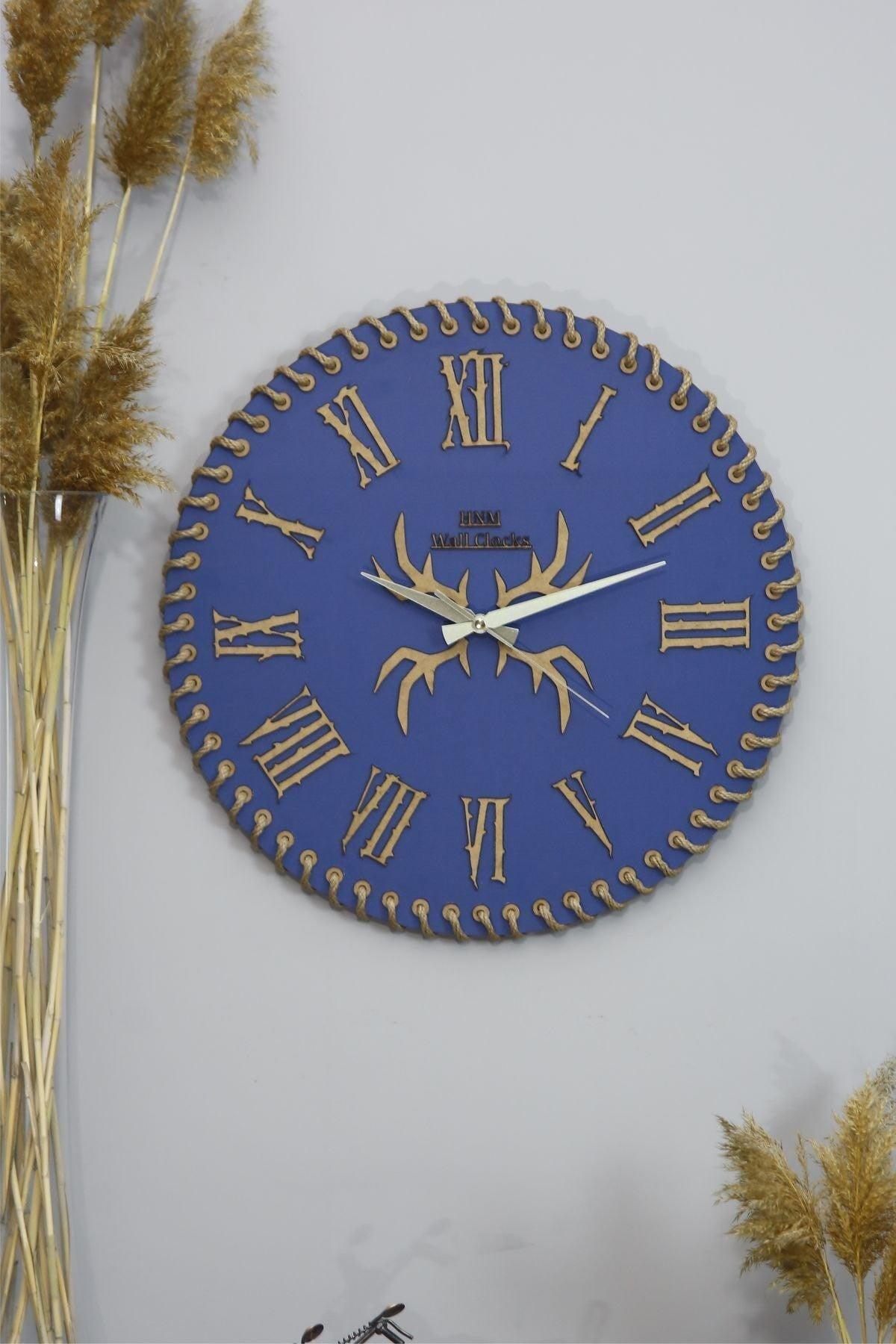 Parliament Blue Wooden Wire Mesh Wall Clock 50 Cm/innovator Series - Swordslife