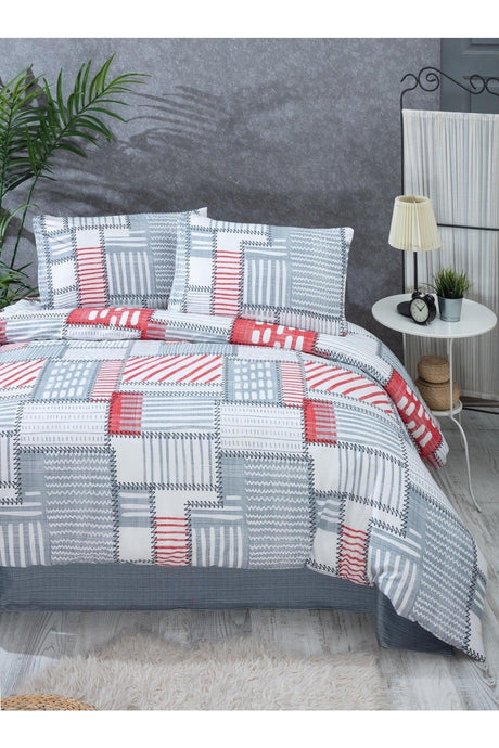 Patchwork Anthracite Gray Single Duvet Cover Set - Swordslife