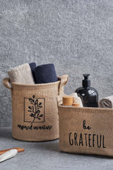 Pattern Printed Jute Cylinder Basket // 20x20 - Swordslife