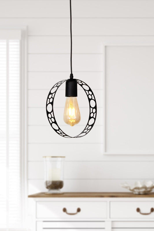 Patterned Circle Single Black Chandelier - Swordslife