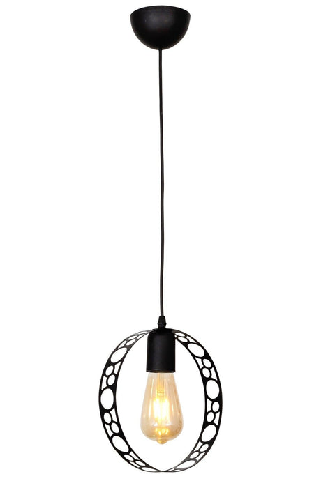 Patterned Circle Single Black Chandelier - Swordslife