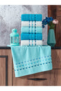 Patterned Mint-Turquoise-White 6 Towel Set 50x90cm - Swordslife