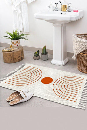 Patterned Washable Single Bath Mat Carpet Vintage Woven Rug 50x80cm Byns-14 - Swordslife