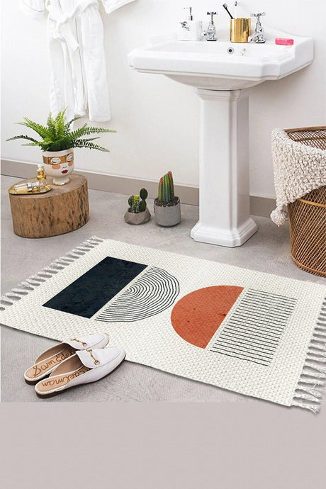 Patterned Washable Single Bath Mat Rug