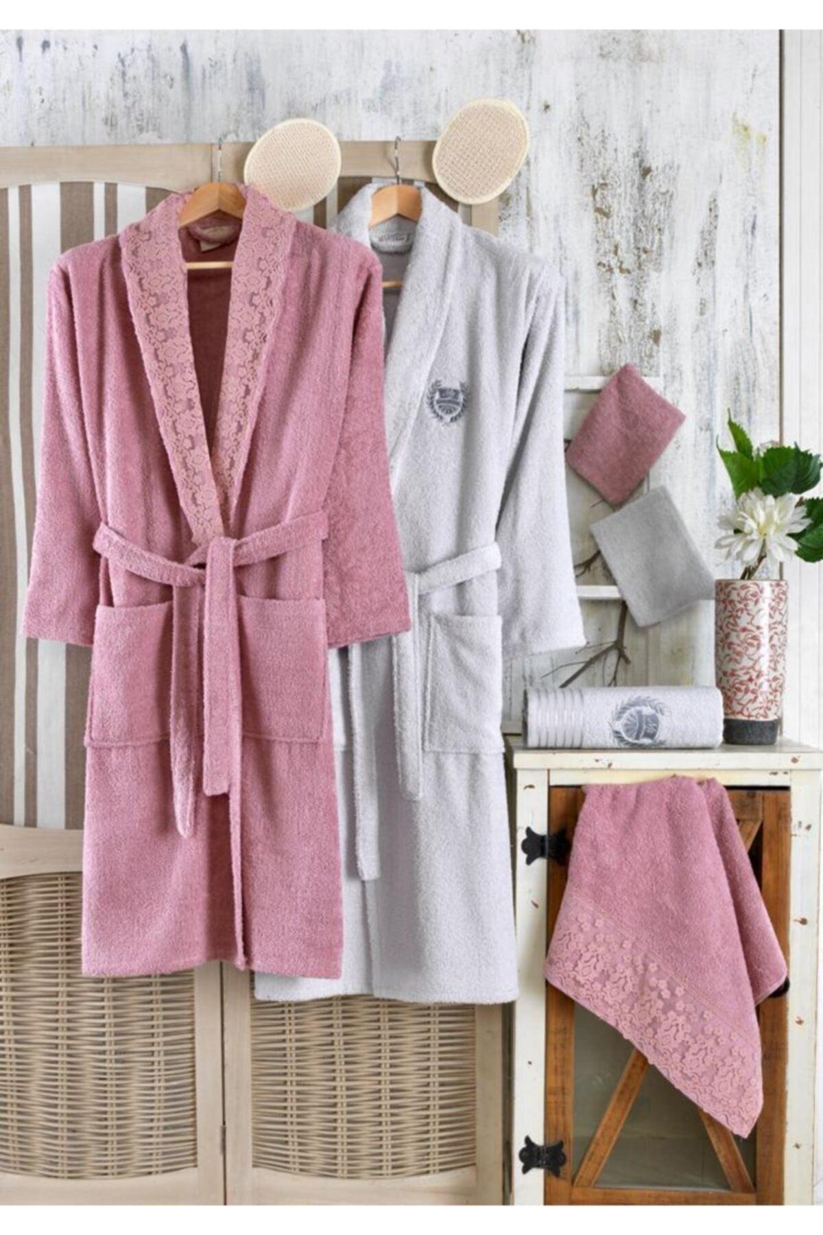 İnci 10 Pieces Dowry Lace Embroidered Bathrobe Set | Bathrobe Set | Dowry set - Swordslife