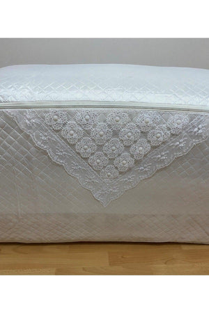 Pearl Satin White Quilt Hurcu Quilted Dowery Bundle 50x50x100 - Swordslife