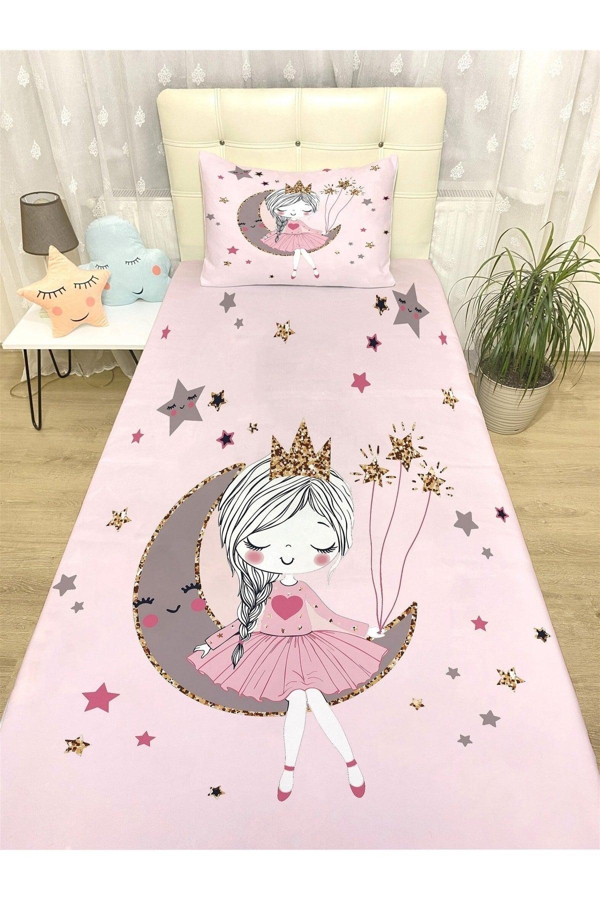 Princess Patterned Bedspread And Pillow On The Pink Moon - Swordslife