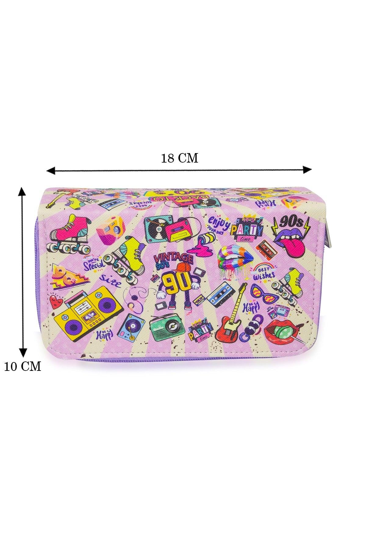 Pencil Case 90's Cute Three Compartment Vegan