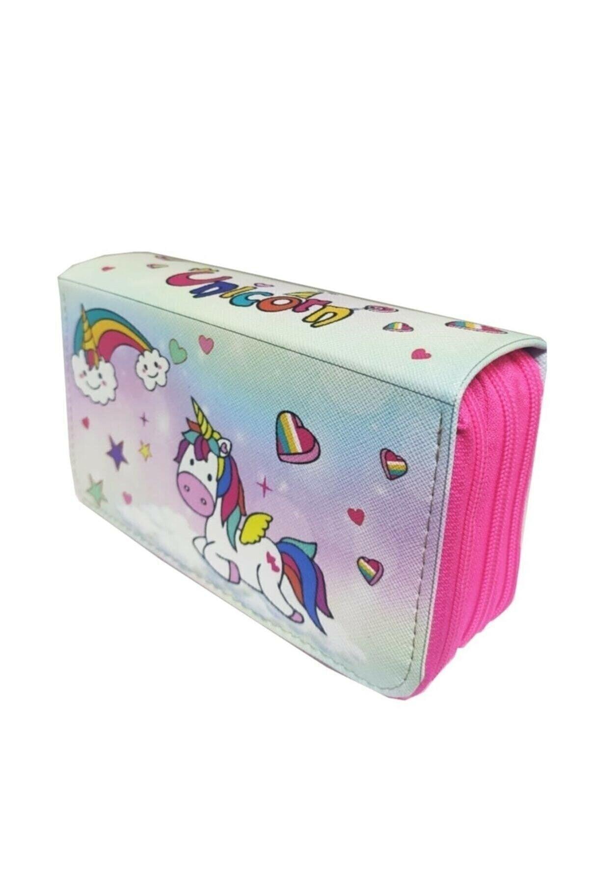 Pencil Case Candy Unicorn Three Compartment Pencil Holder