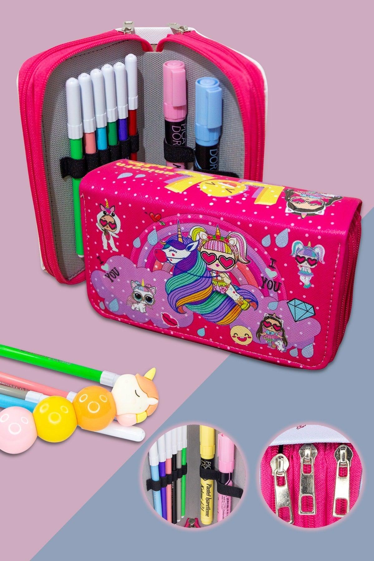 Pencil Case Lol-unicorn Themed Three Compartments