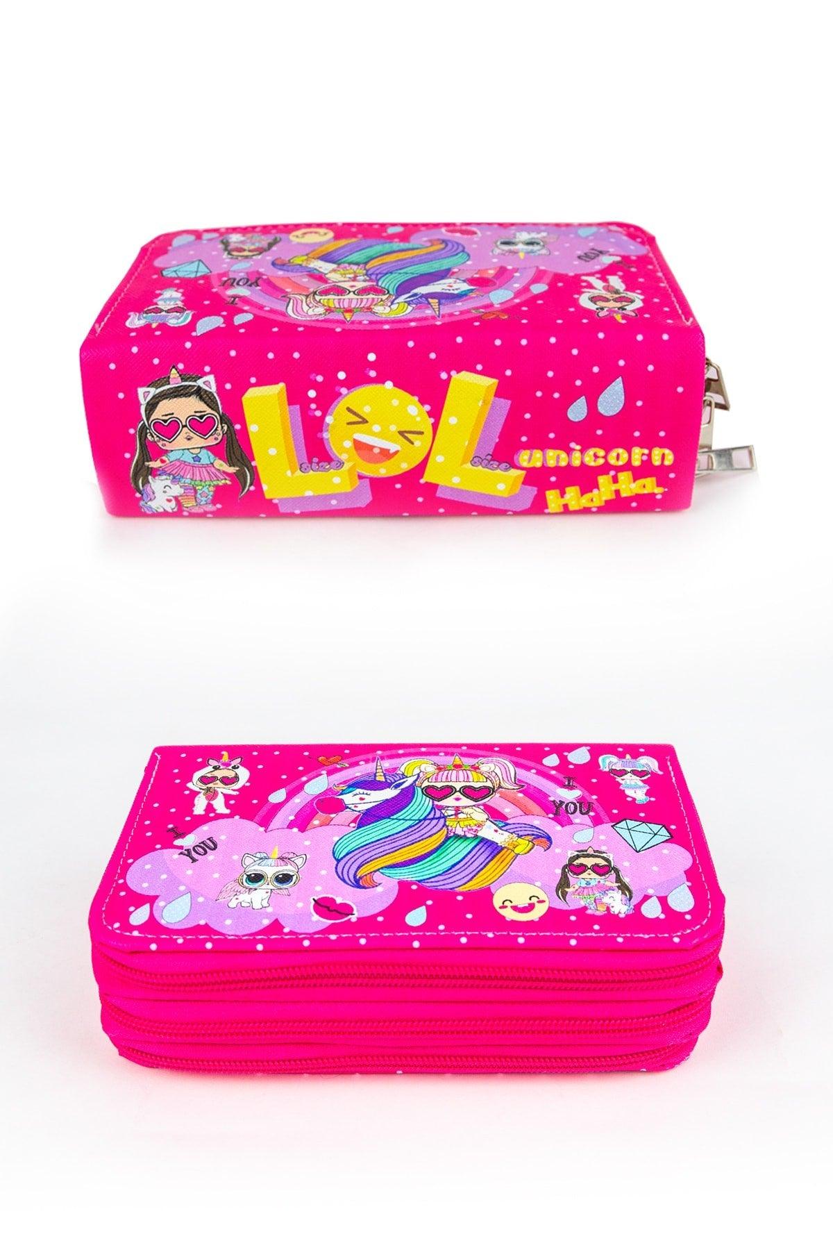 Pencil Case Lol-unicorn Themed Three Compartments