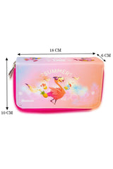 Pencil Case Summer Flamingo Three Compartment Vegan