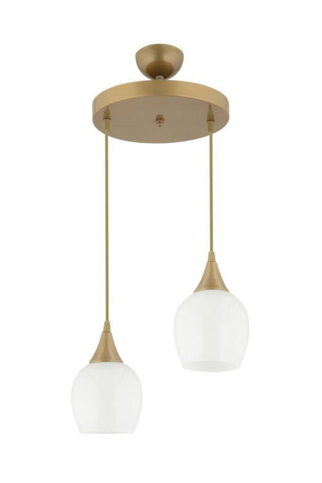 Suspended 2 Pale White Opaque Glass Chandelier - Swordslife