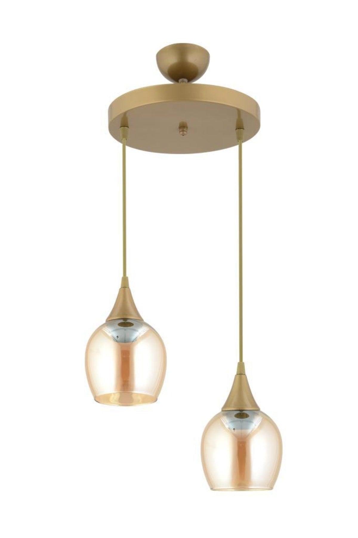 Pendant Lamp 2 Pale Yellow Opaque Glass Chandelier - Swordslife