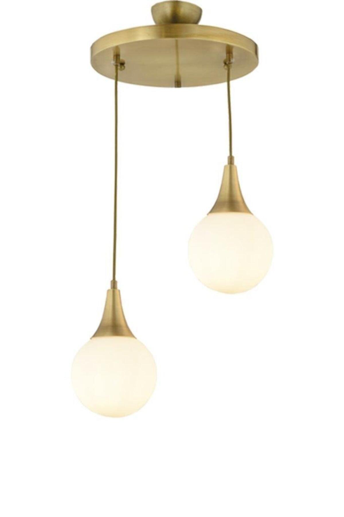 Pendant Lamp 2 Piece Tumbled (HUNIL) White Globe Glass Chandelier - Swordslife