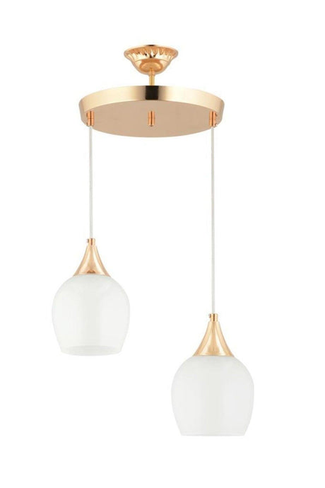 Pendant Lamp 2 Gold White Opaque Glass Chandelier - Swordslife