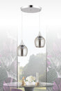 Pendant Lamp 2 Silver Funnel Smoked Opaque Glass Chandelier - Swordslife