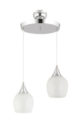 Pendant Lamp 2 Silver White Opaque Glass Chandelier - Swordslife