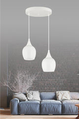 Pendant Lamp 2 Piece White Cased White Opaque Glass Chandelier - Swordslife