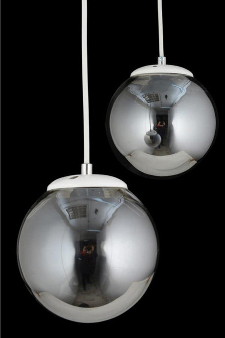 Pendant Lamp 2 White Smoked Globe Glass Chandelier - Swordslife