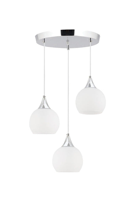 Pendant Lamp 3 Piece Silver Case White Opaque Glass Chandelier - Swordslife