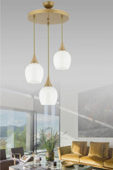 Pendant Lamp 3 Piece Antique Case White Opaque Glass Chandelier - Swordslife