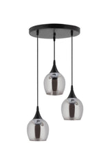 Suspension 3 Piece Black Smoked Opaque Glass Chandelier - Swordslife