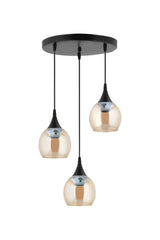 Pendant Lamp 3 Black Yellow Opaque Glass Chandelier - Swordslife